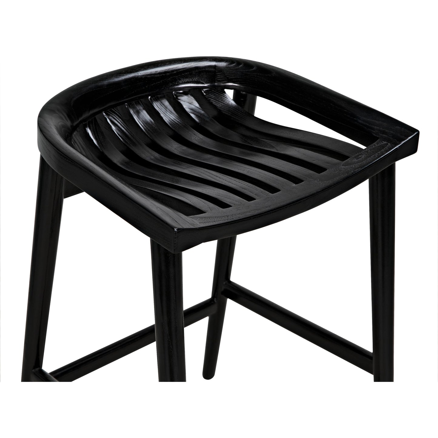 009 SI-1957001 | Closeup | Ronald Counter Stool by Noir in charcoal black. Made from sungkai in a cottage & farmhouse style.