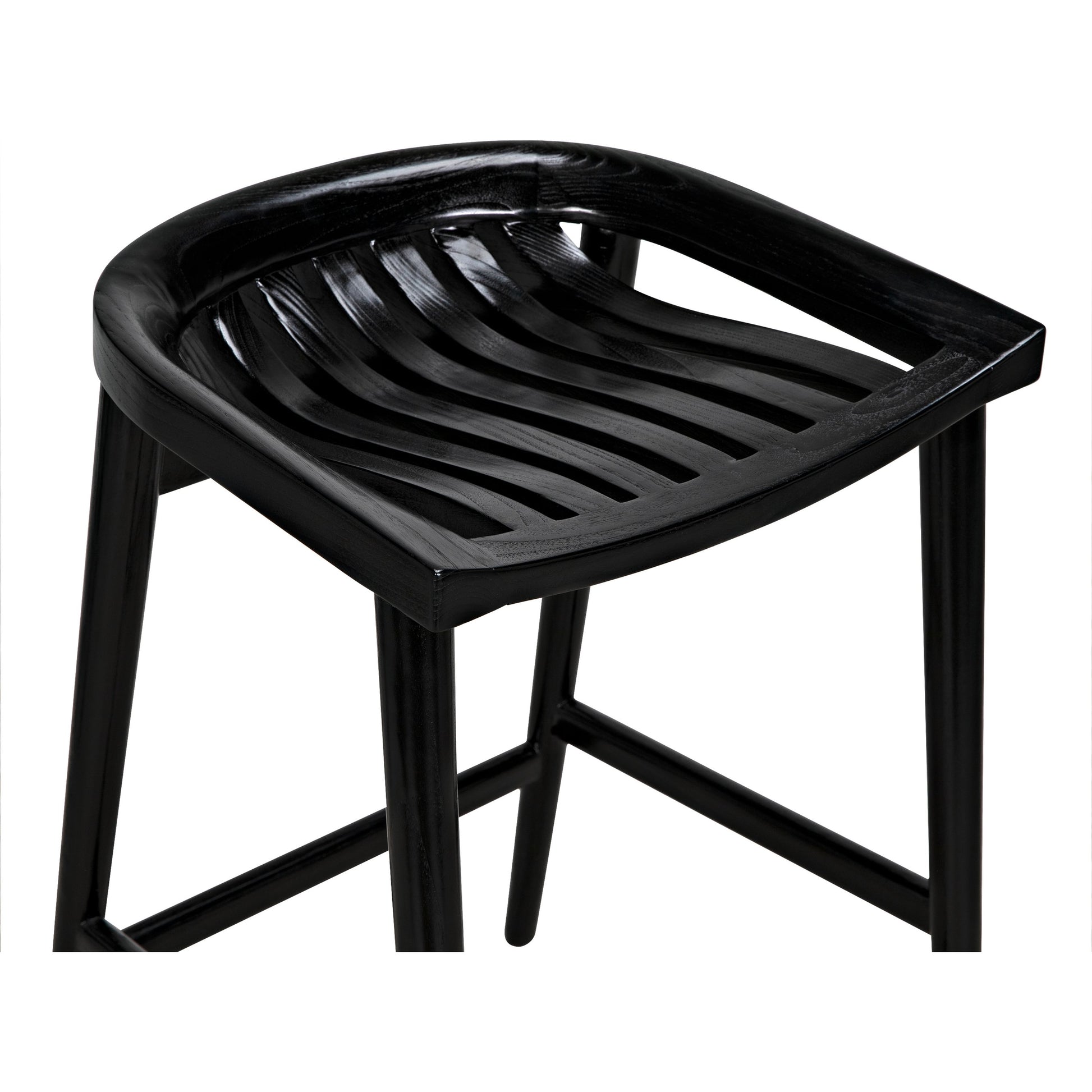 Ronald Counter Stool by Noir in charcoal black. Made from sungkai in a cottage & farmhouse style.