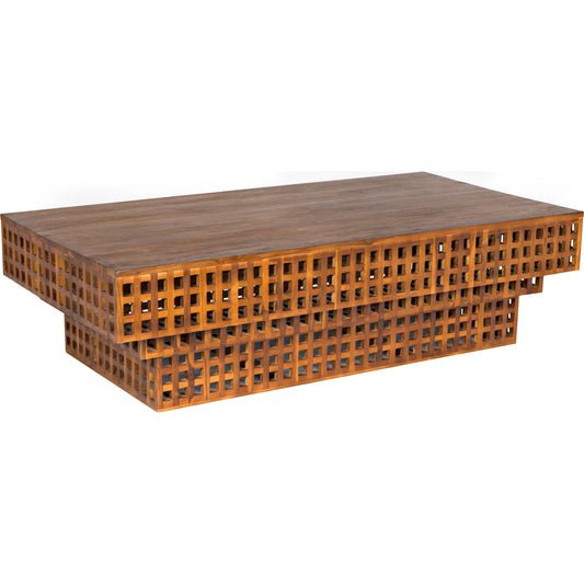Flynn Coffee Table by Noir in natural teak. Made from teak, flat clear coat in a cottage & farmhouse style.