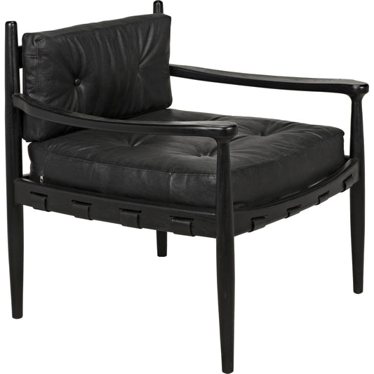 Fogel Lounge Chair by Noir in charcoal black. Made from sungkai in a modern style.