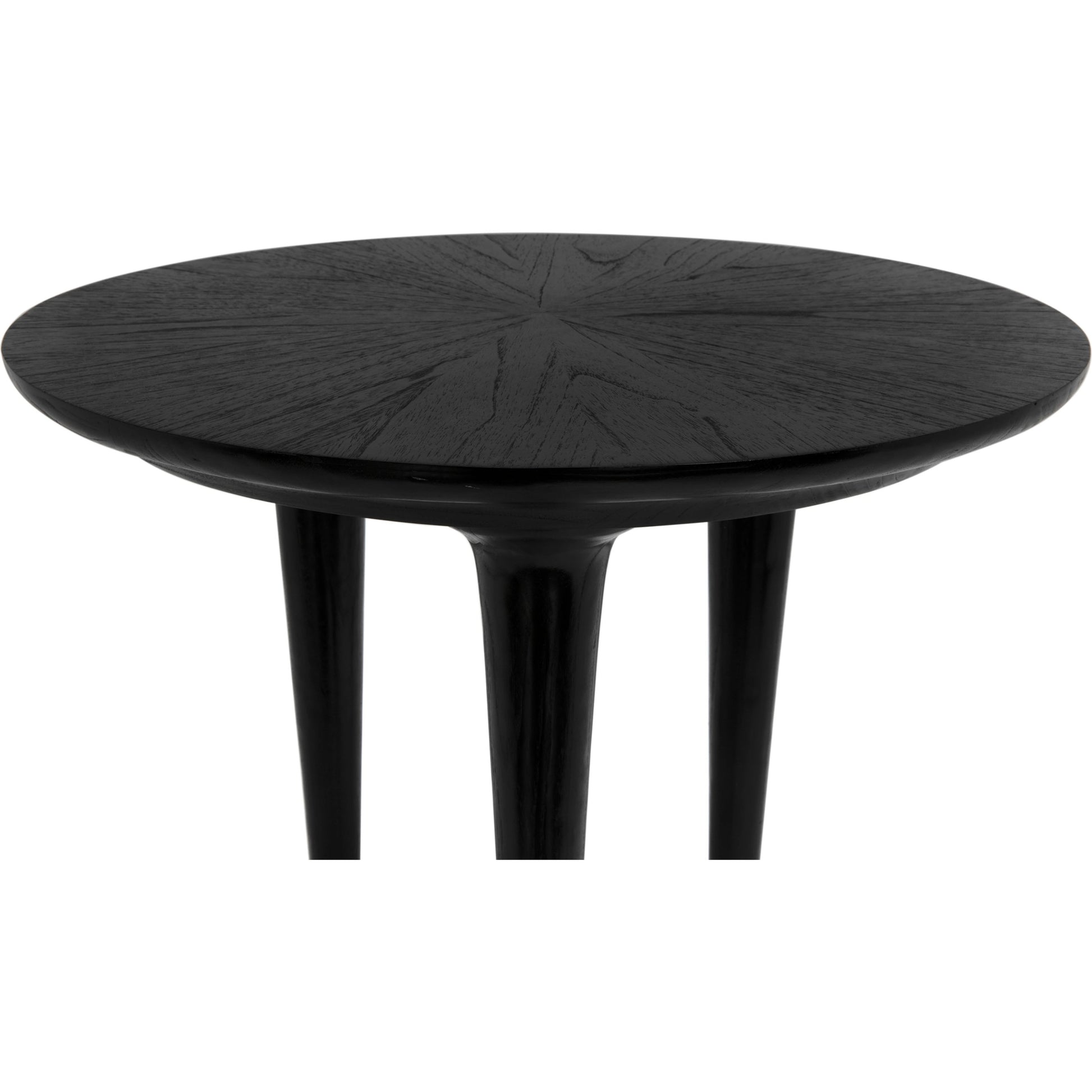 Maganini Side Table by Noir in charcoal black. Made from sungkai and brass caps in a modern style.