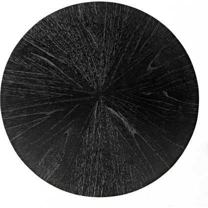 Maganini Side Table by Noir in charcoal black. Made from sungkai and brass caps in a modern style.