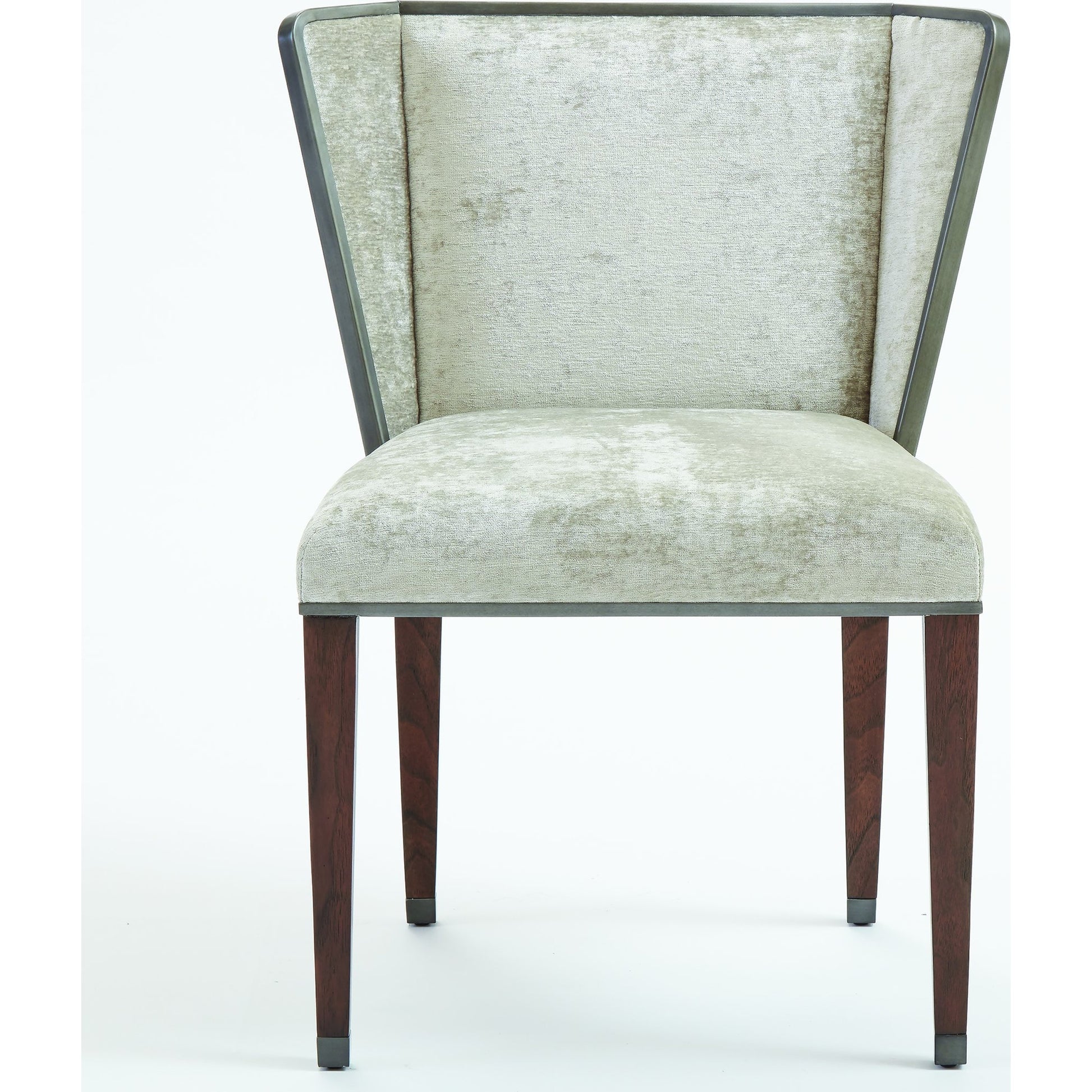 Argento Chair by Global Views in pewter. Made from acacia, beech, raffia, steel, velvet in a transitional style.