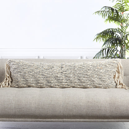 Angora AGO01 Pillow by Jaipur Living in gray, cream. Made from 70% wool, 20% polyester, 10% linen in a eclectic & global style.