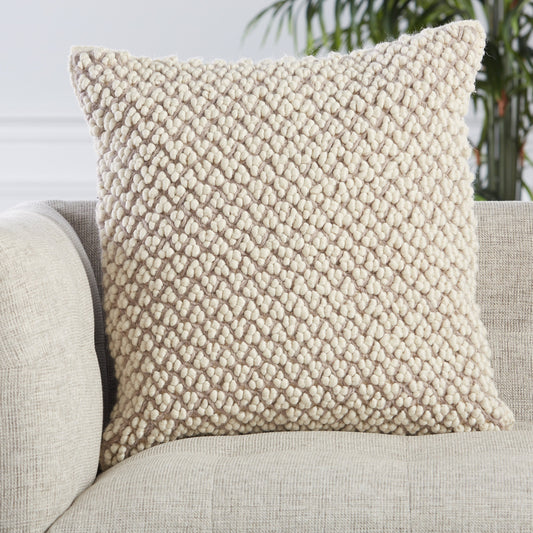Angora Madur Pillow by Jaipur Living. Made from 55% wool 35% polyester 10% linen in a rustic style.