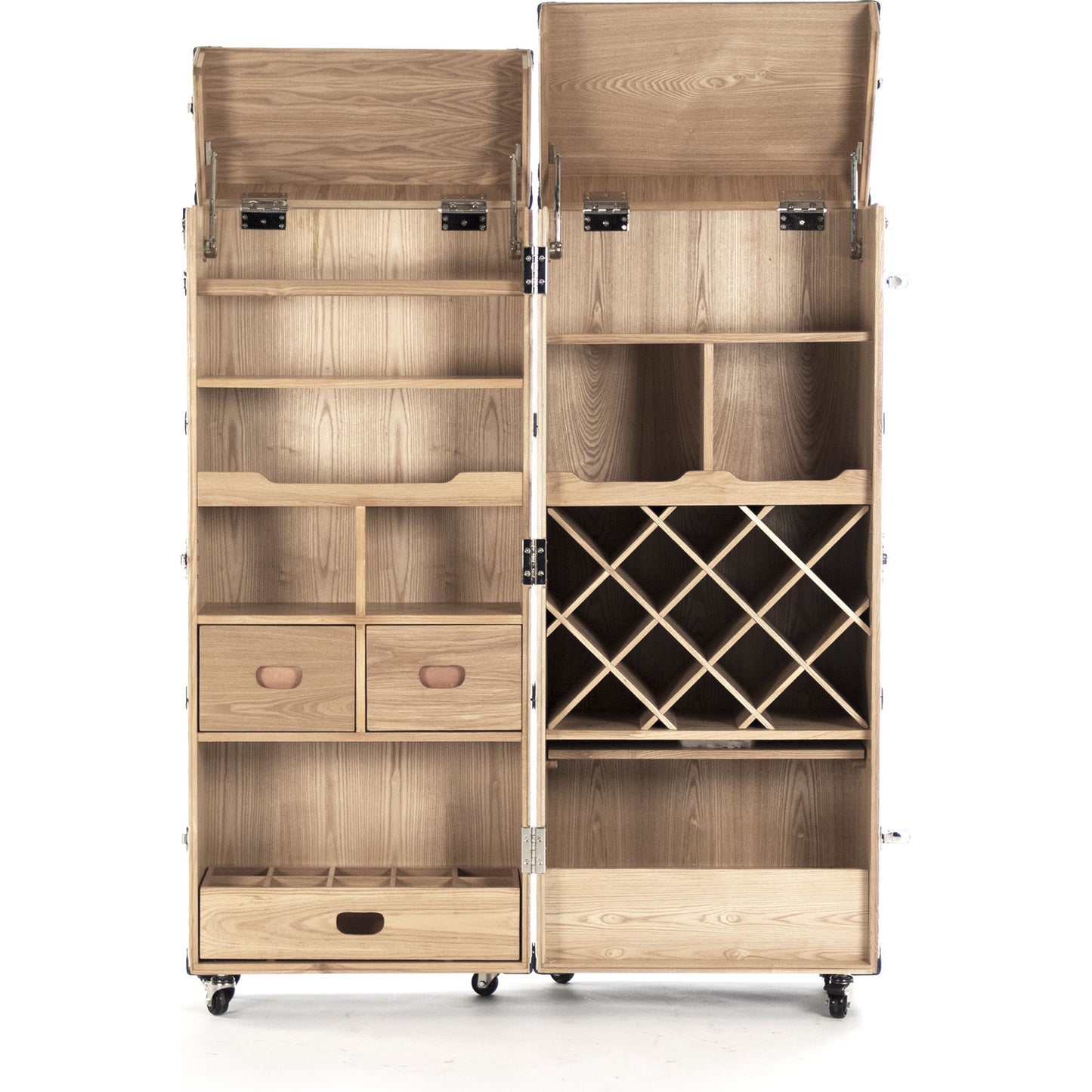 003 S-338332 | Additional Silo | Sinclair Foldable Wine Cabinet by Zentique in white, blue and polyurethane vinyl. Made from stainless steel, solid chinese ash wood, blue pu in a transitional style.