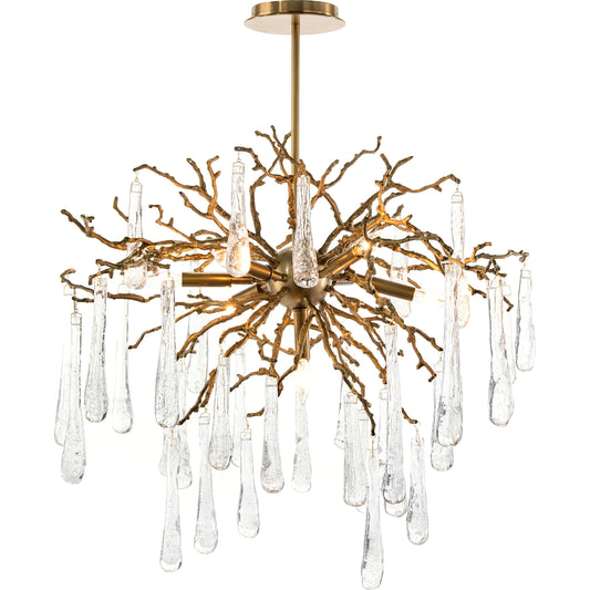 Brass and Glass Teardrop Chandelier by John-Richard in brass and brass. Made from brass, glass in a eclectic & global style.