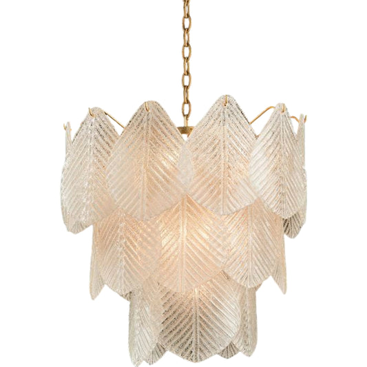 Frosted Glass Chandelier by John-Richard in gold. Made from glass in a coastal style.