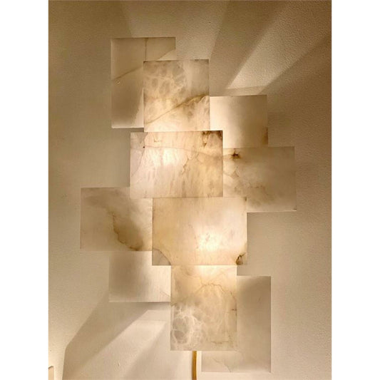 Alabaster Wall Sconce with a Nod to Mondrian by John-Richard in alabaster and alabaster. Made from unique in a eclectic & global style.