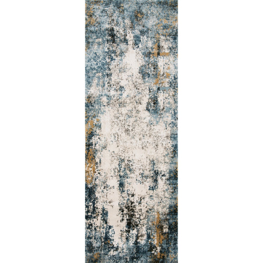 Alchemy ALC-05 Rug by Loloi in denim, ivory. Made from high pile: 100% polypropylene, short pile: 100% polyester in a unique style.