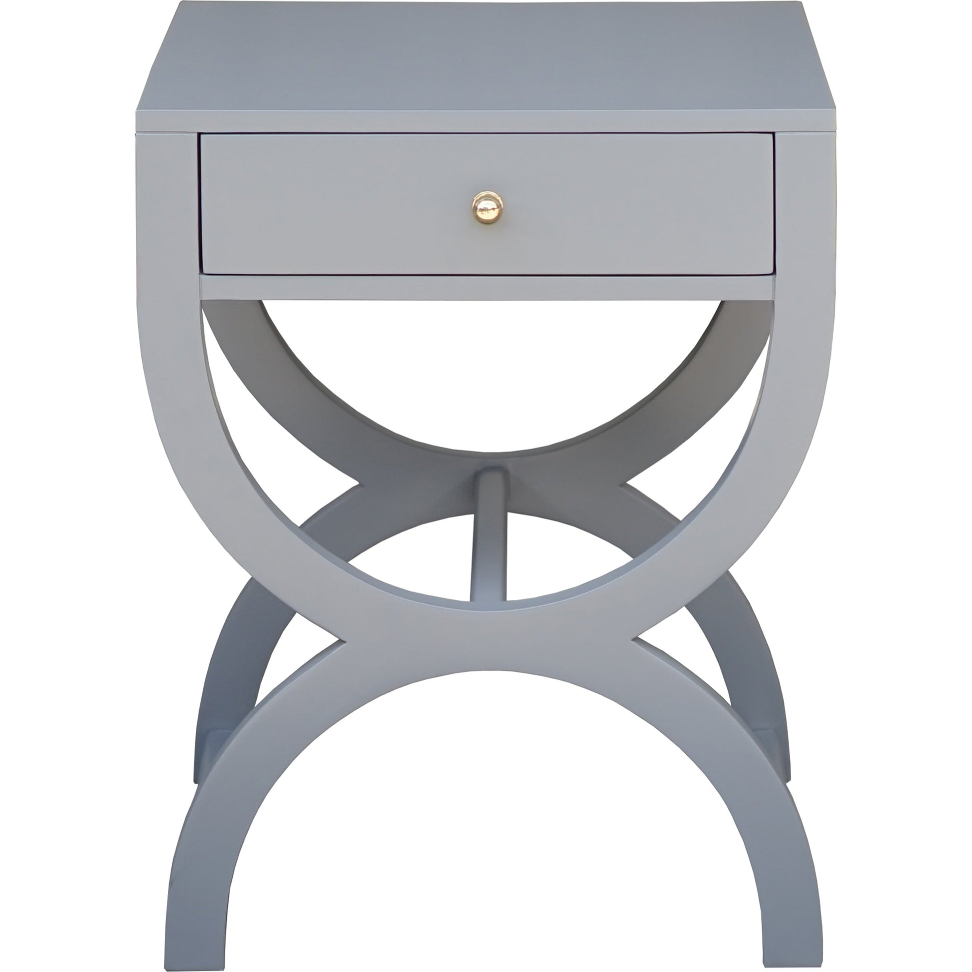 Alexis One Drawer Side Table by Worlds Away in white lacquer. Made from hardwood solids, mdf, metal in a transitional style.