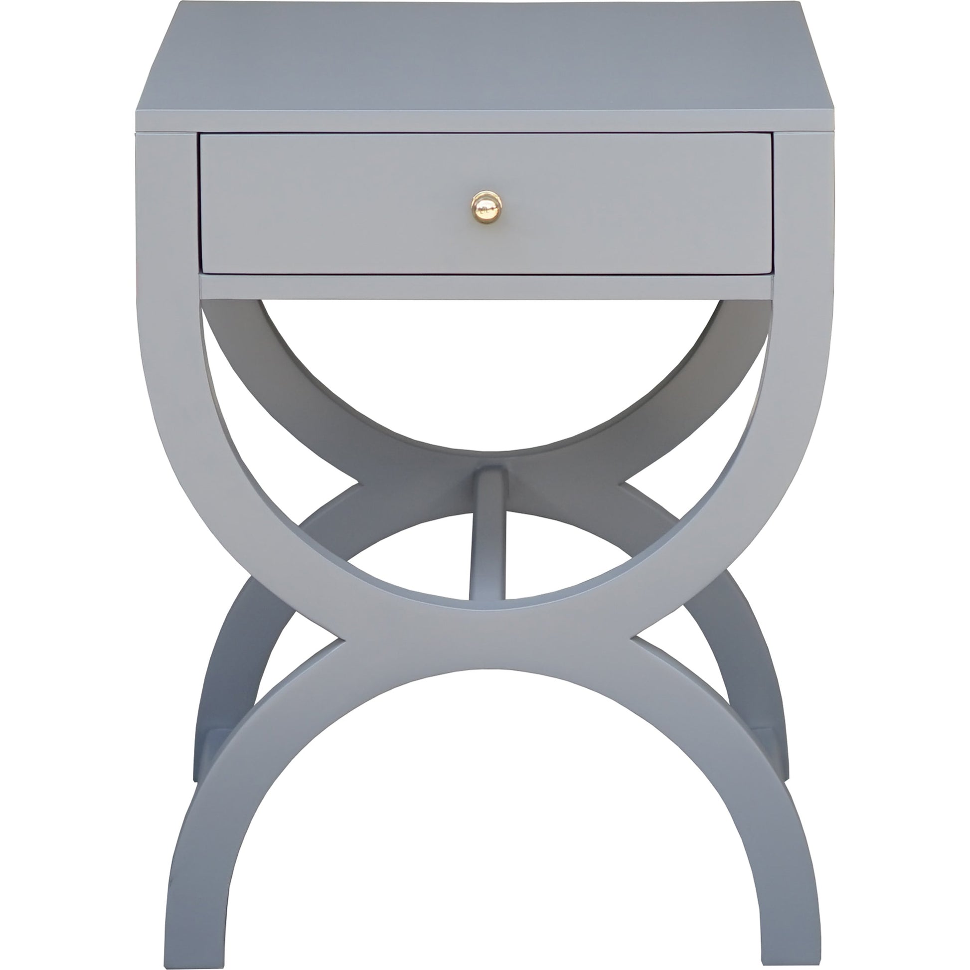 Alexis One Drawer Side Table by Worlds Away in white lacquer. Made from hardwood solids, mdf, metal in a transitional style.
