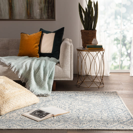 Almira ALR01 Rug by Jaipur Living in blue, light gray. Made from 100% wool in a unique style.