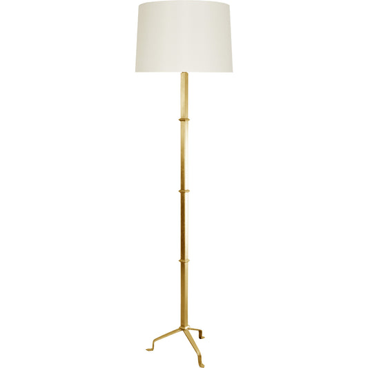 Alvaro Floor Lamp by Worlds Away in gold leaf. Made from iron, silk in a transitional style.