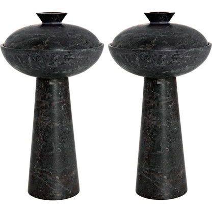Guy (Set of 2) by Noir in black marble. Made from marble in a modern style.