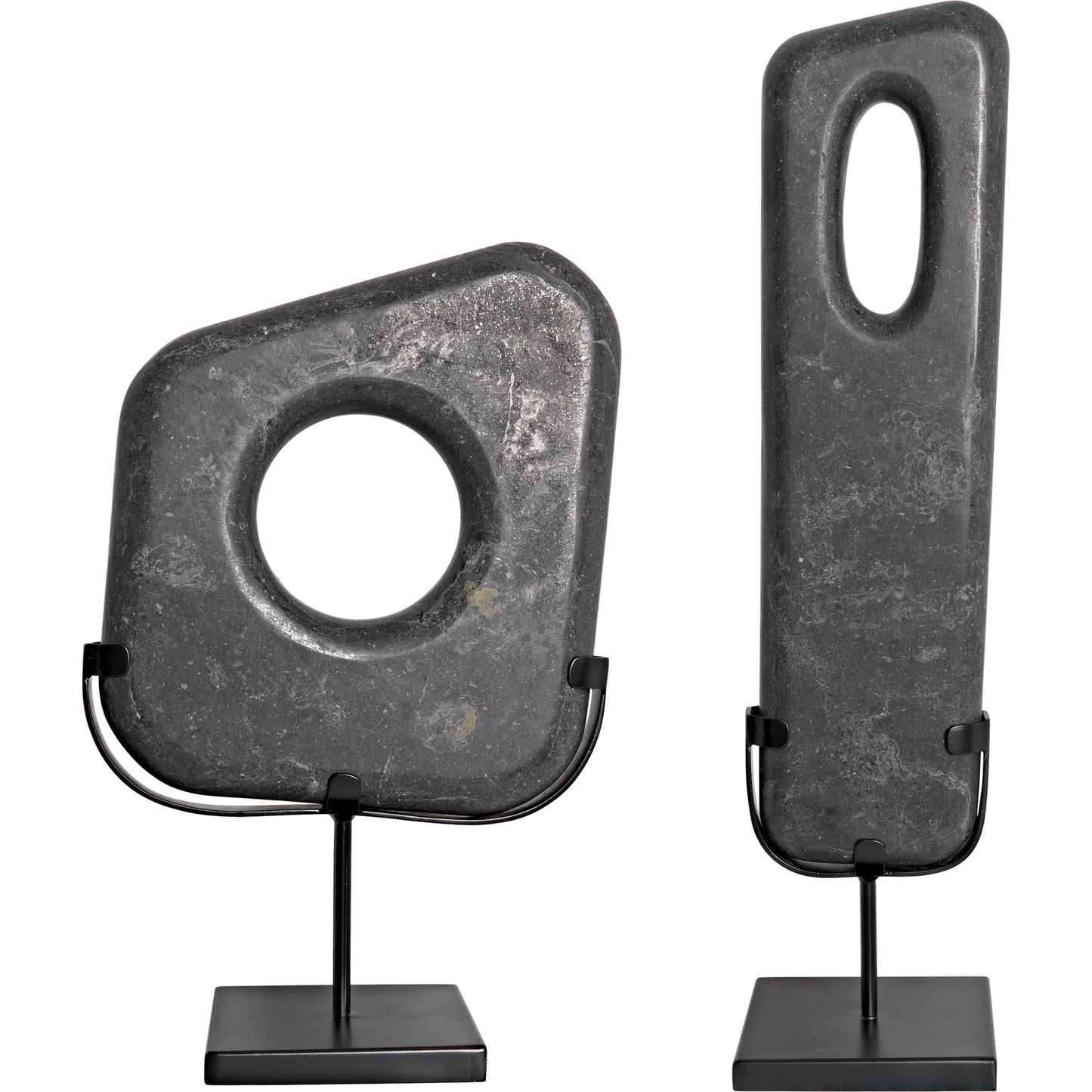 001 SI-1975455 | Primary Silo | Flaubert (Set of 2) by Noir in black marble, matte black. Made from marble and industrial steel in a modern style.