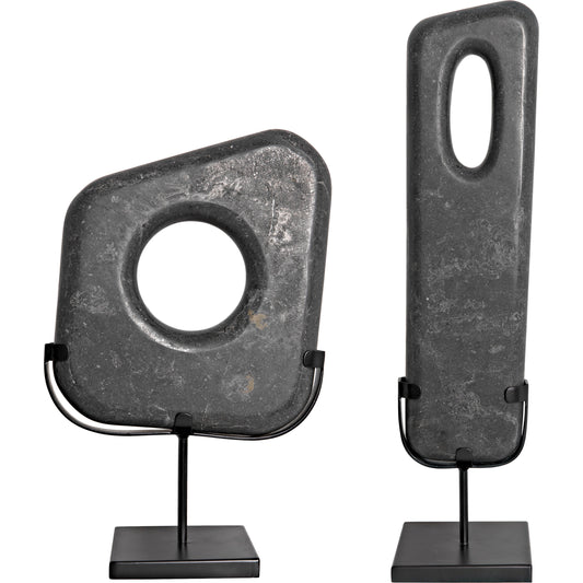 Flaubert (Set of 2) by Noir in black marble, matte black. Made from marble and industrial steel in a modern style.