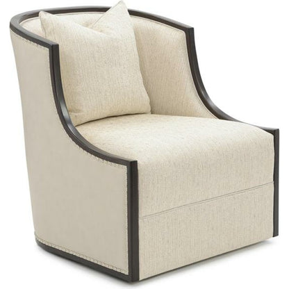 Ticinese Swivel Lounge Chair by John-Richard in gray, nickel. Made from leather, nickel, wood in a transitional style.