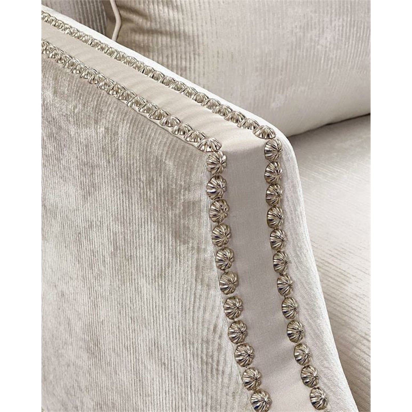 003 SR-863000 | Closeup | Bel-Air Armchair by John-Richard in gray, silver. Made from unique in a transitional style.