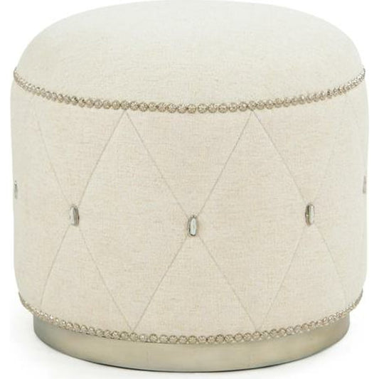 Diamond Ottoman by John-Richard. Made from nickel, wood in a transitional style.