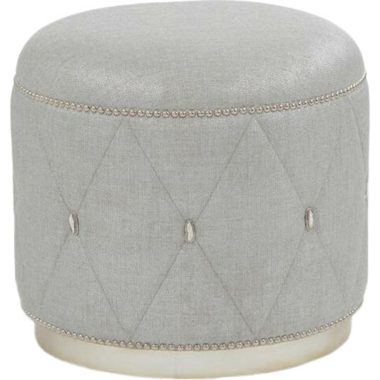 Diamond Ottoman by John-Richard. Made from nickel, wood in a transitional style.