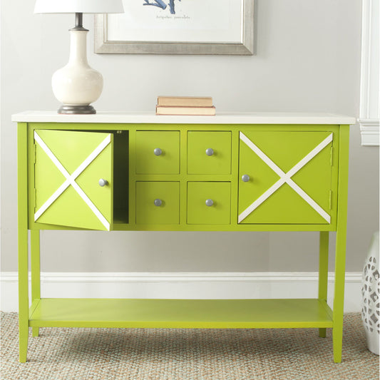 Adrienne Sideboard by Safavieh in green, white. Made from poplar in a modern style.