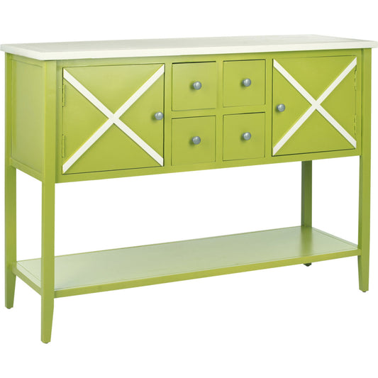 Adrienne Sideboard by Safavieh in green, white. Made from poplar in a modern style.