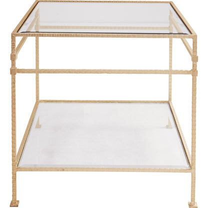 Amos Table by Worlds Away in gold leaf. Made from iron, glass in a modern style.
