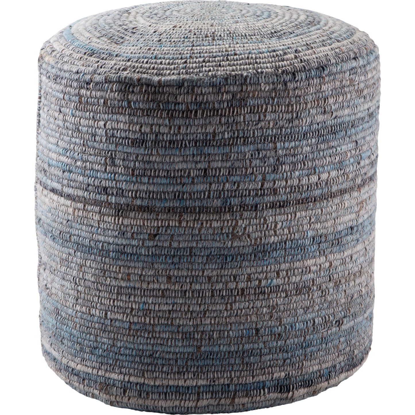 000 SR-861447 | Primary Silo | Amarillo AMR01 Pouf by Jaipur Living in light blue, gray. Made from 60% polyester, 40% wool in a eclectic & global style.