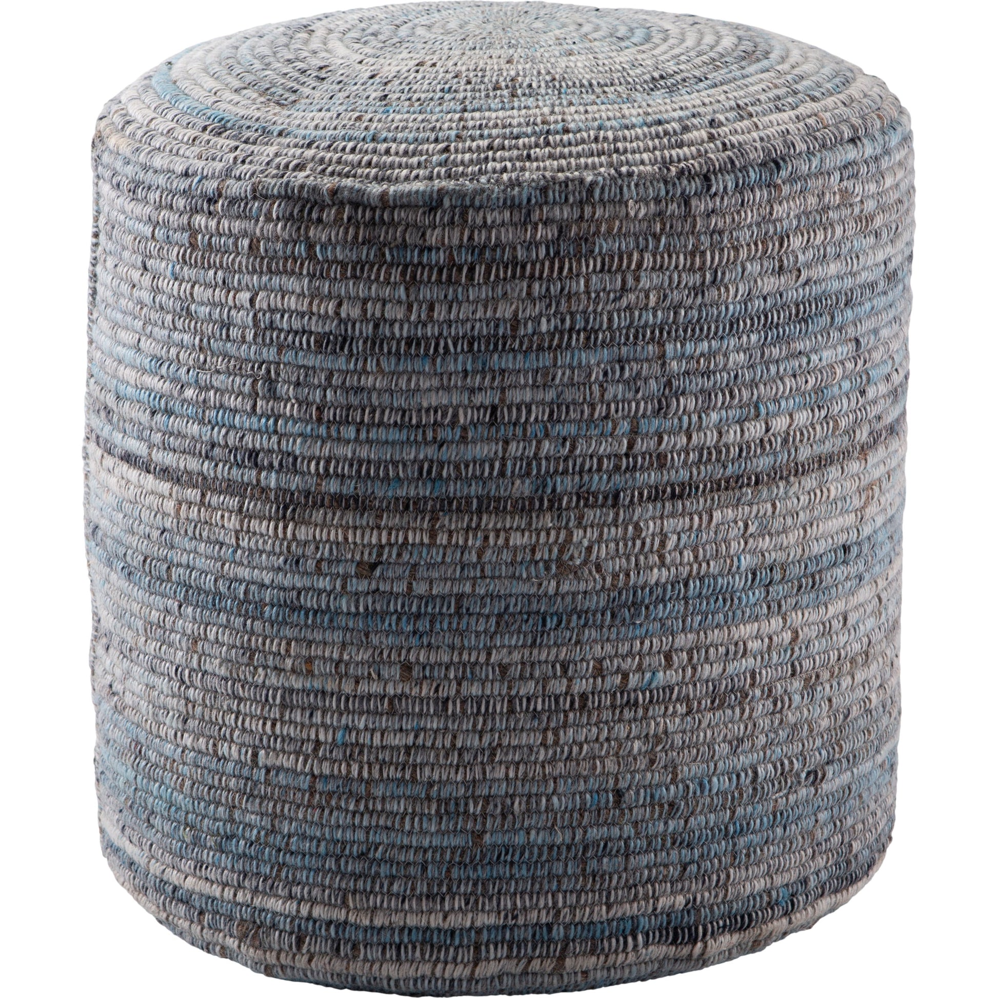 Amarillo AMR01 Pouf by Jaipur Living in light blue, gray. Made from 60% polyester, 40% wool in a eclectic & global style.