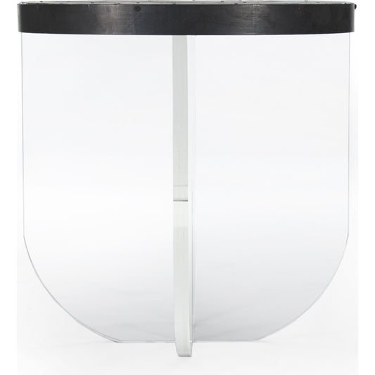 Cameron End Table by Zentique in rustic galvanized tin and acrylic, recycled metal. Made from acrylic, recycled metal in a modern style.