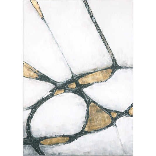 Abstract Art in Gold and Black by Uttermost in multi and gold. Made from fir in a eclectic & global style.