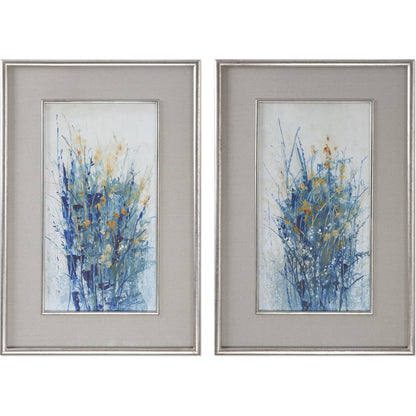 Indigo Florals Framed Art (Set of 2) by Uttermost in multi. Made from fir in a modern style.