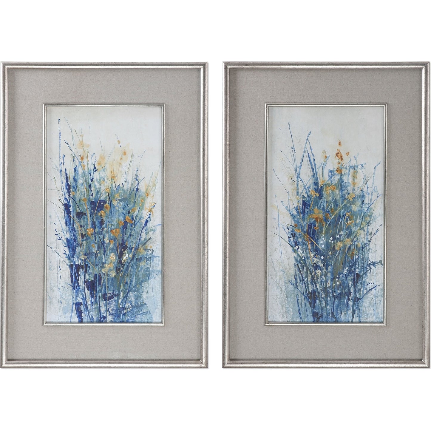 001 S-254133 | Additional Silo | Indigo Florals Framed Art (Set of 2) by Uttermost in multi. Made from fir in a modern style.
