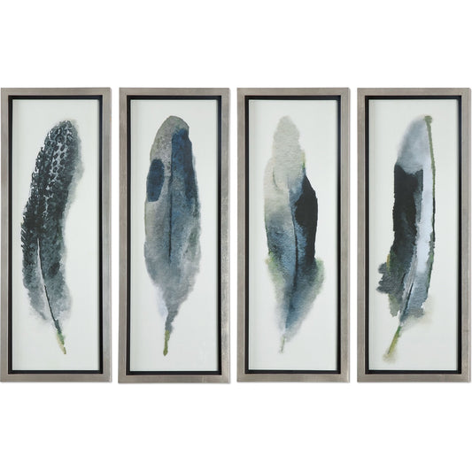 Feathered Beauty Prints (Set of 4) by Uttermost in multi. Made from fir in a modern style.