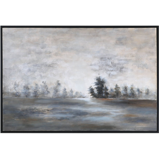 Evening Mist Landscape Art by Uttermost in multi. Made from pine, canvas, acrylic in a cottage & farmhouse style.
