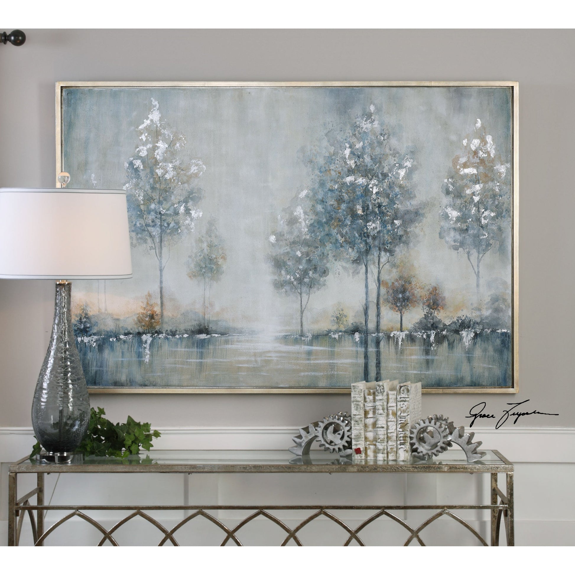 Walk in the Meadow Landscape Art by Uttermost in multi. Made from pine, canvas, acrylic in a modern style.