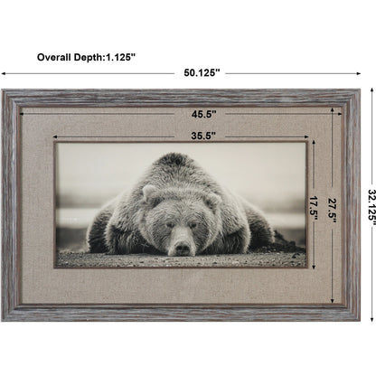 Deep Sleep Bear Print by Uttermost in multi. Made from pine wood, glass in a rustic style.