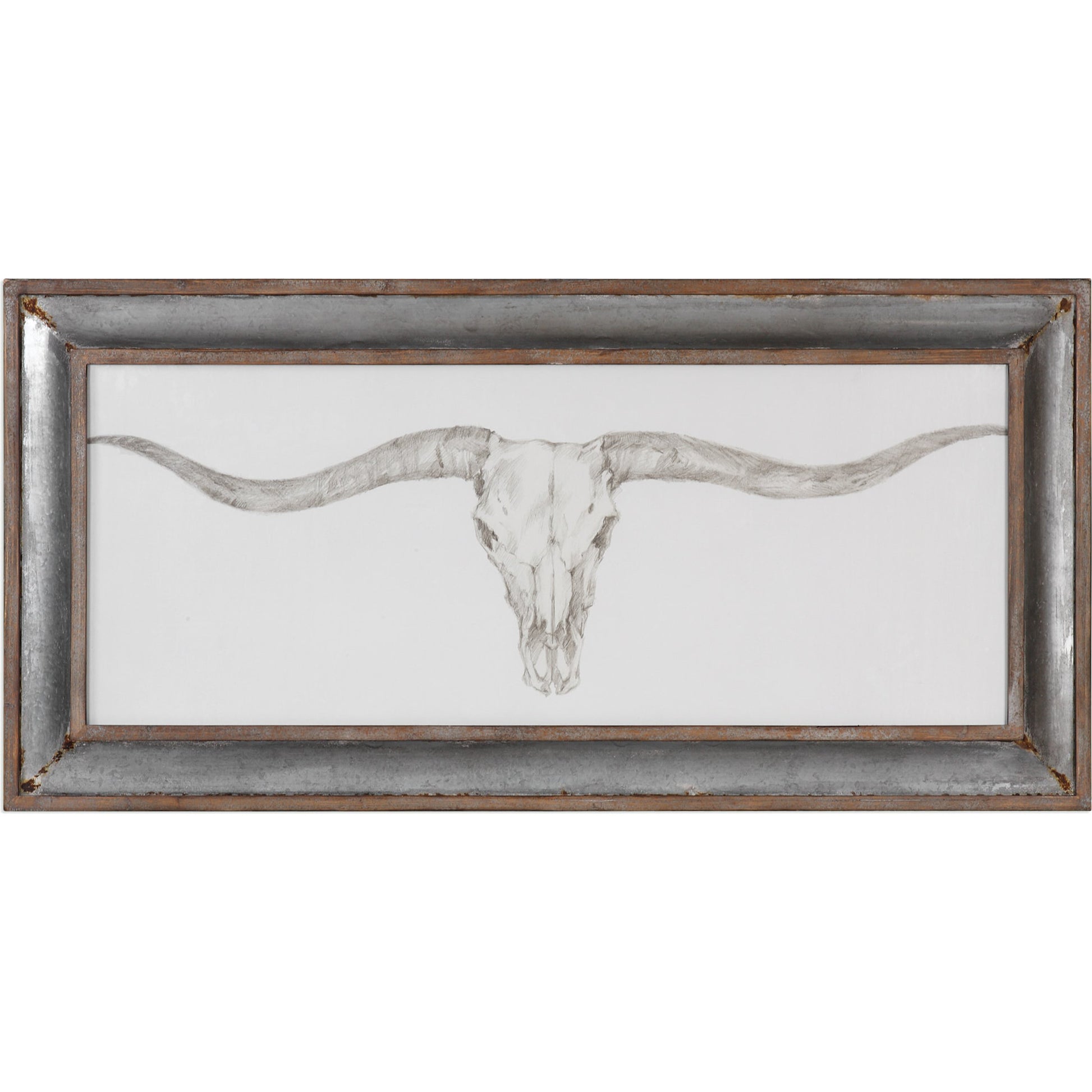 Western Skull Mount Print by Uttermost in multi. Made from mdf, clear glass, fir, galvanize in a modern style.