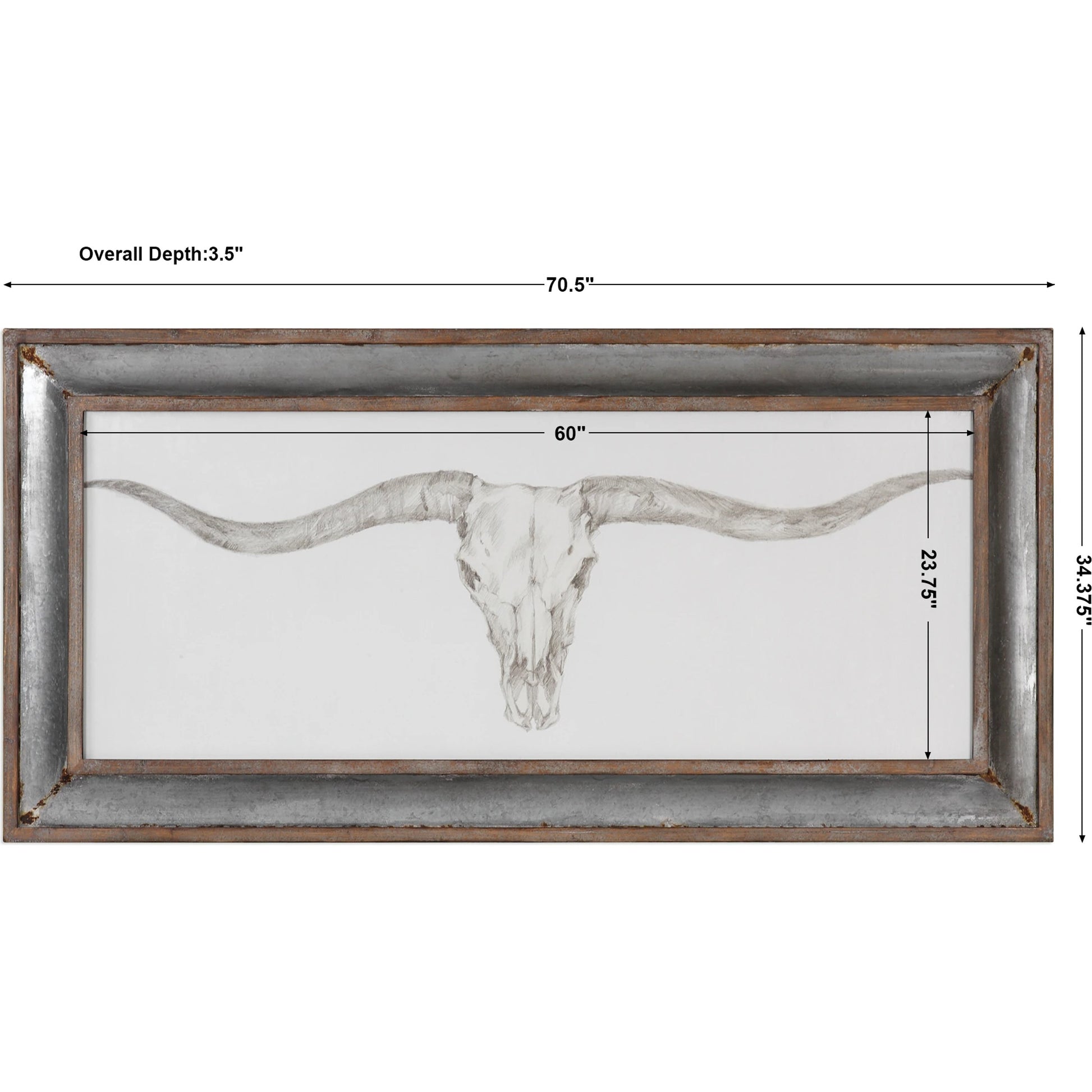 Western Skull Mount Print by Uttermost in multi. Made from mdf, clear glass, fir, galvanize in a modern style.
