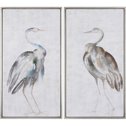 Summer Birds Framed Art (Set of 2) by Uttermost in multi. Made from pine wood, canvas, acrylic in a coastal style.