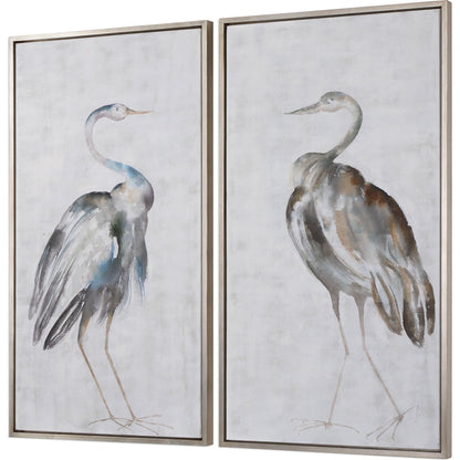 Summer Birds Framed Art by Uttermost in multi. Made from pine wood, canvas, acrylic in a coastal style.