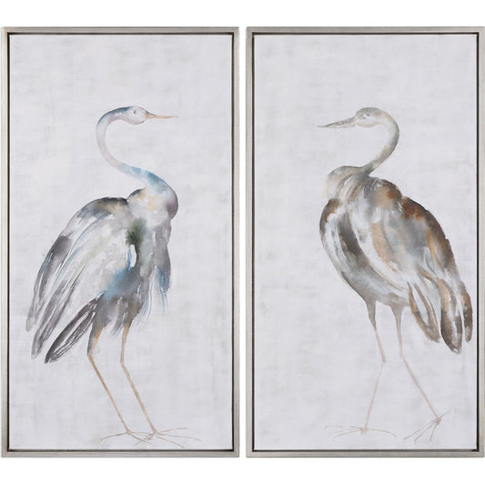Summer Birds Framed Art (Set of 2) by Uttermost in multi. Made from pine wood, canvas, acrylic in a coastal style.