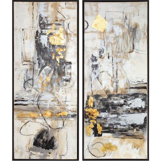 Life Scenes Abstract Art (Set of 2) by Uttermost in multi. Made from canvas, pine wood, acrylic in a eclectic & global style.
