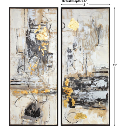 Life Scenes Abstract Art (Set of 2) by Uttermost in multi. Made from canvas, pine wood, acrylic in a eclectic & global style.