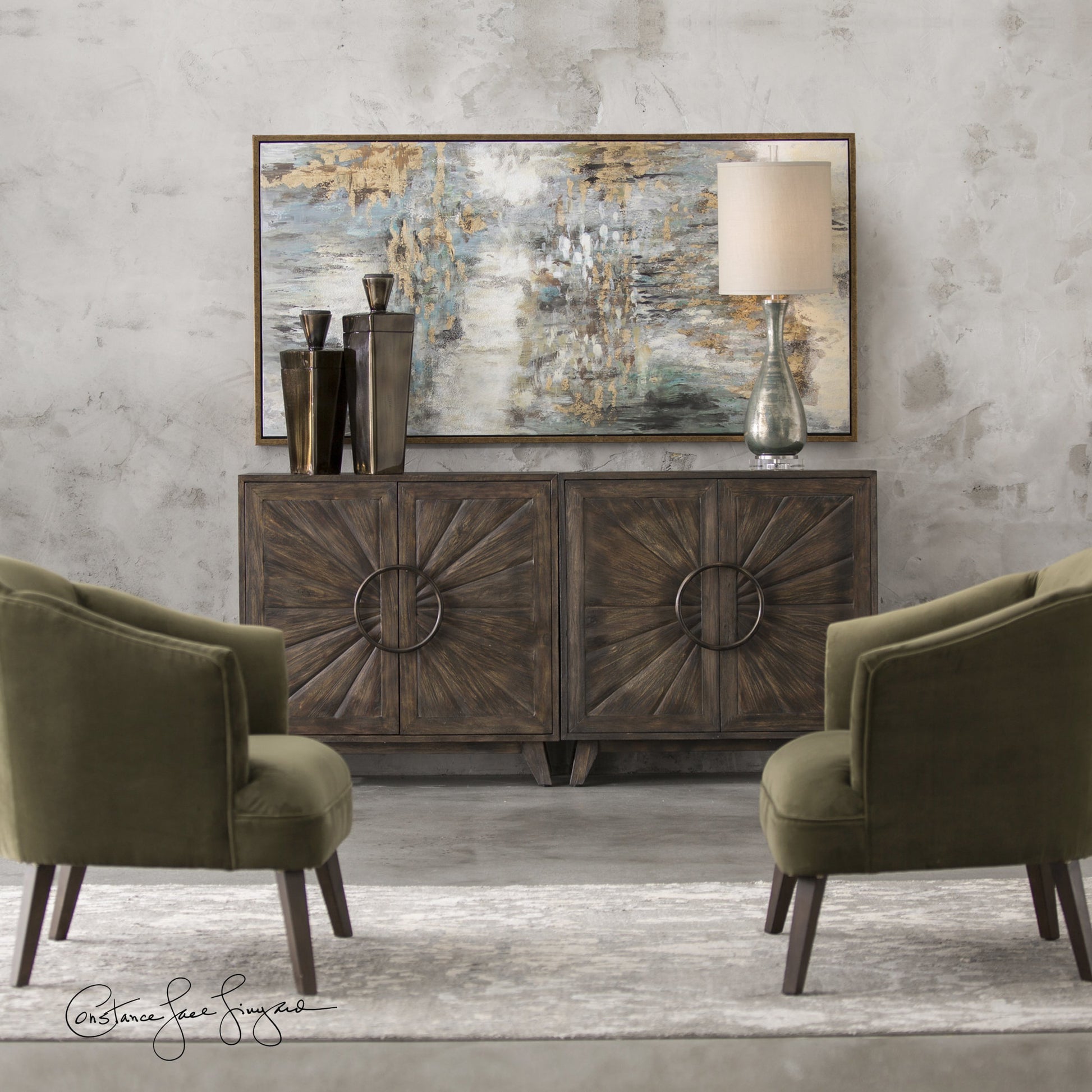 Behind the Falls Abstract Art by Uttermost in multi. Made from fir wood, canvas in a modern style.