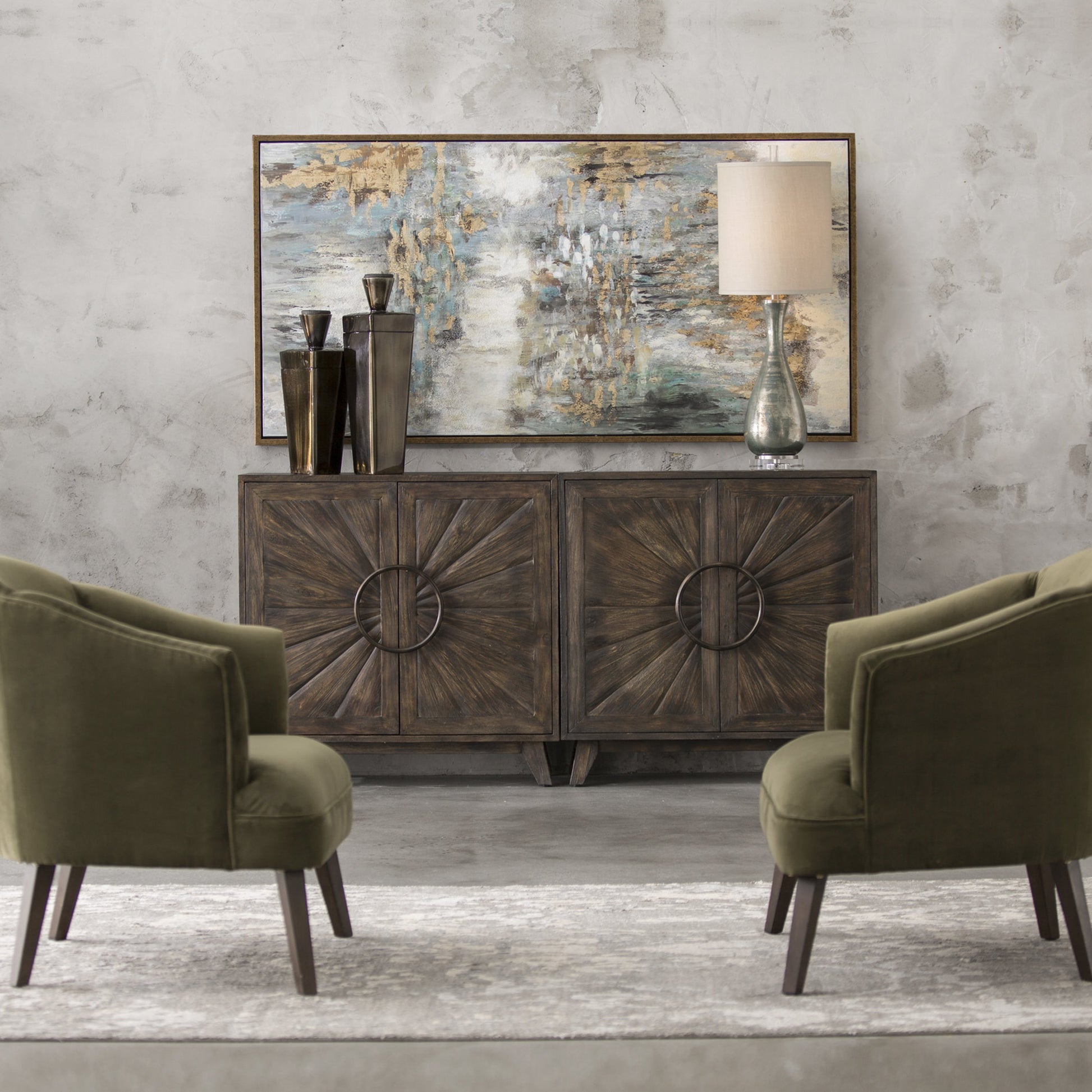 Behind the Falls Abstract Art by Uttermost in multi. Made from fir wood, canvas in a modern style.