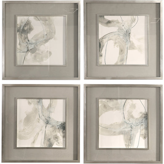 Divination Abstract Art (Set of 4) by Uttermost in multi. Made from pine, glass, mdf, paper in a modern style.