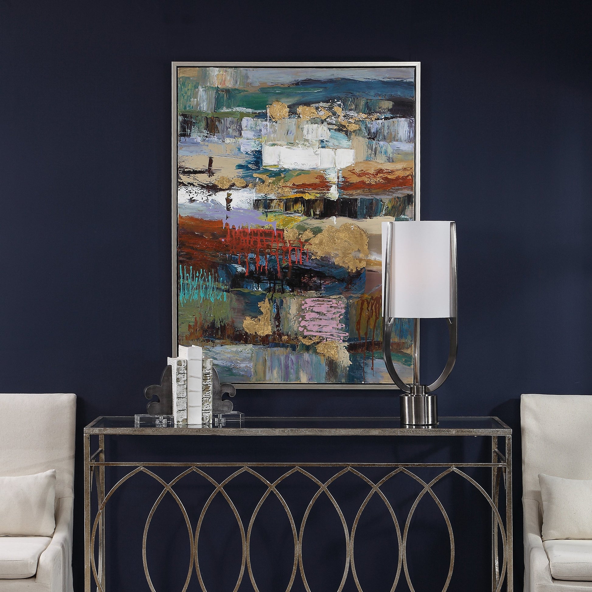 Fiesta Hand Painted Canvas by Uttermost in multi. Made from fir wood, canvas, pu frame in a modern style.