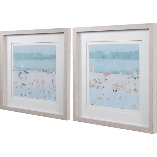 Sea Glass Sandbar Framed Prints by Uttermost in multi. Made from plastic, glass, mdf, paper in a coastal style.